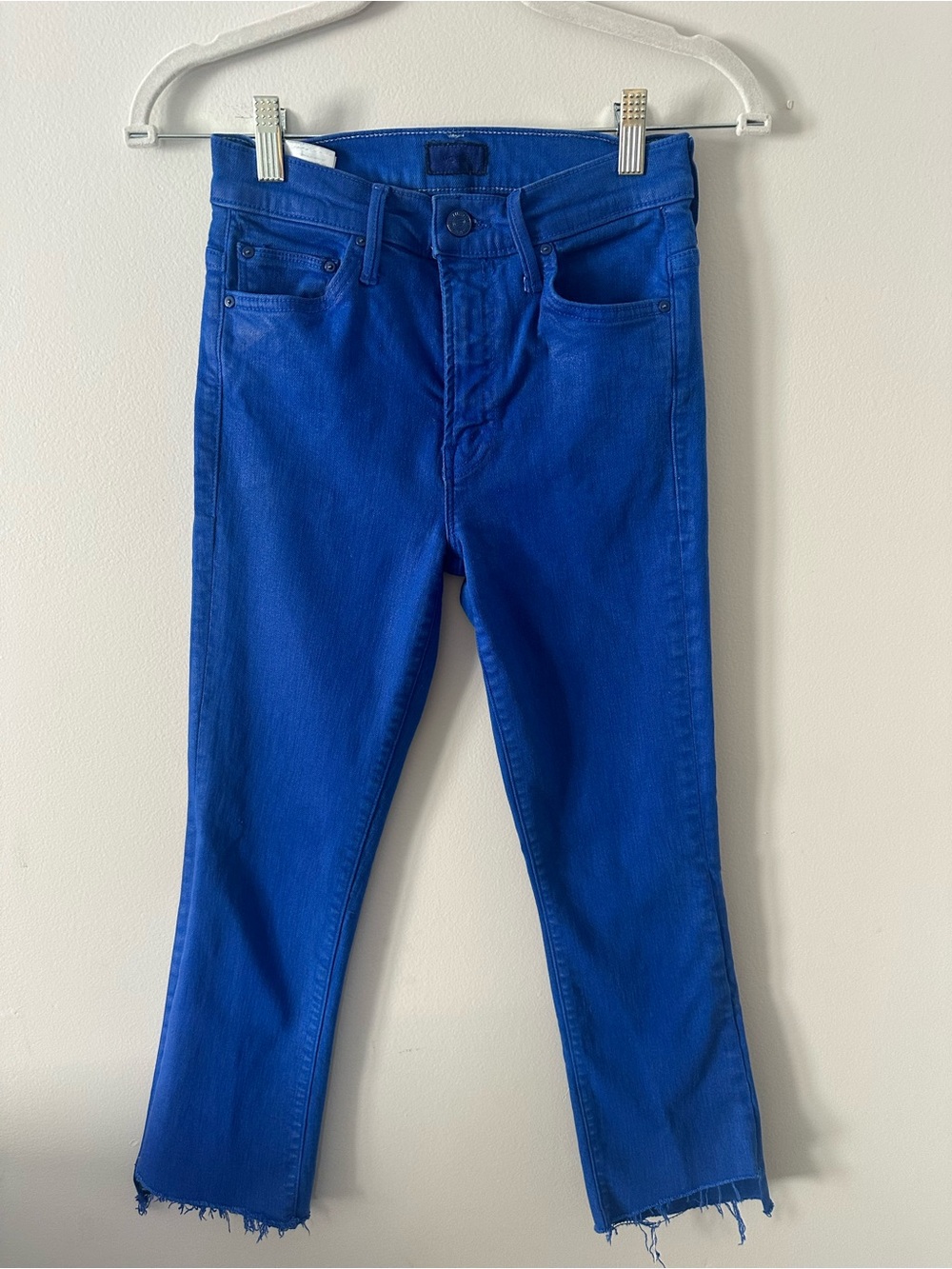 MOTHER Blue Slim Cropped Jeans-25